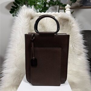 Authentic Gucci Structured Leather Brown Handbag